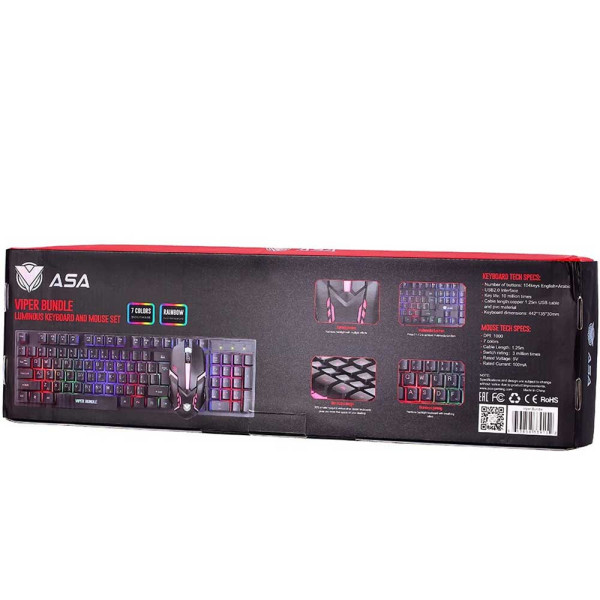 لوحة مفاتيح وماوس Viper للألعاب ذات جودة عالية وإضاءة متعددة الألوان RGB